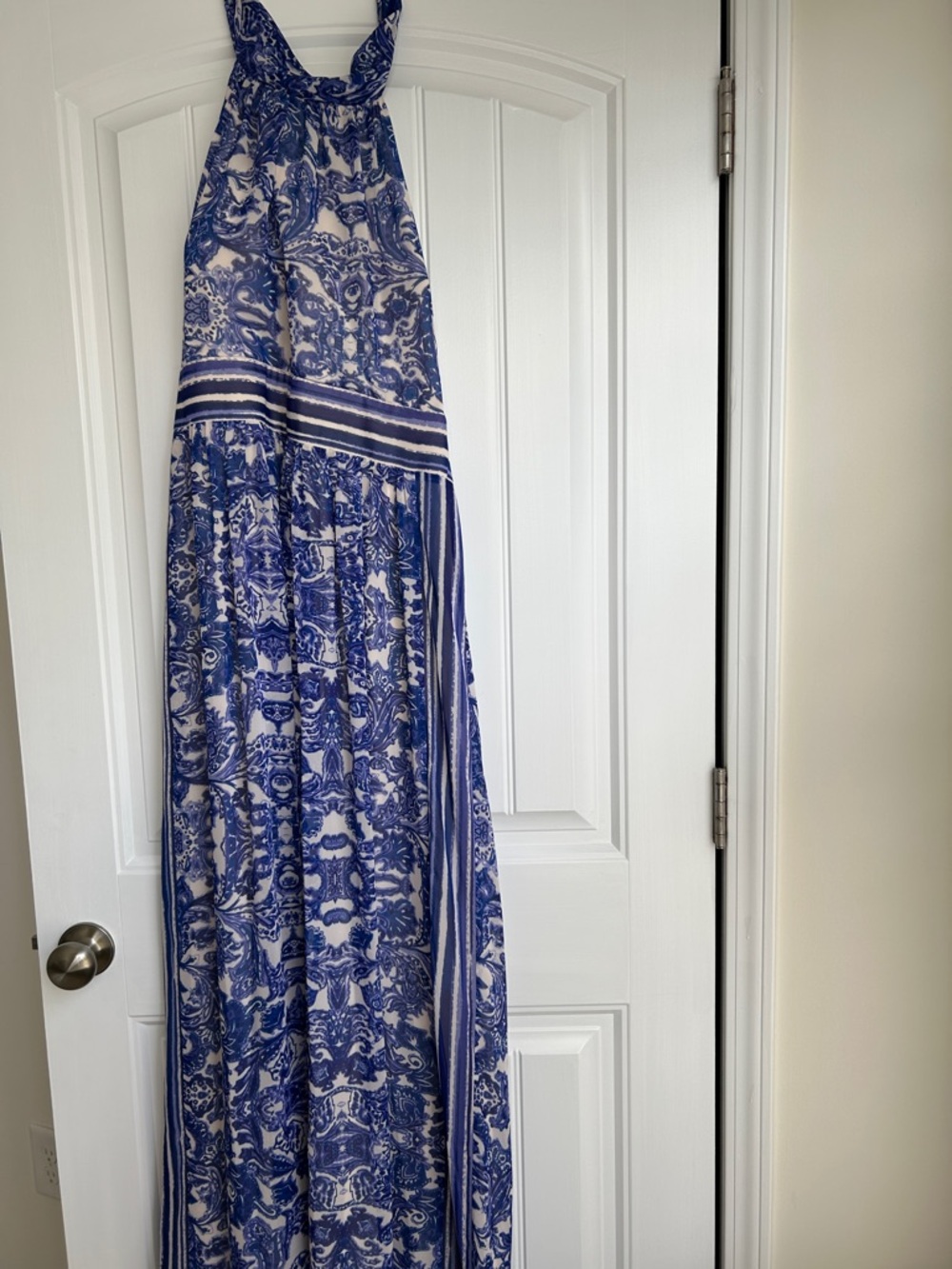 Eliza J Blue and White Printed Maxi Dress
